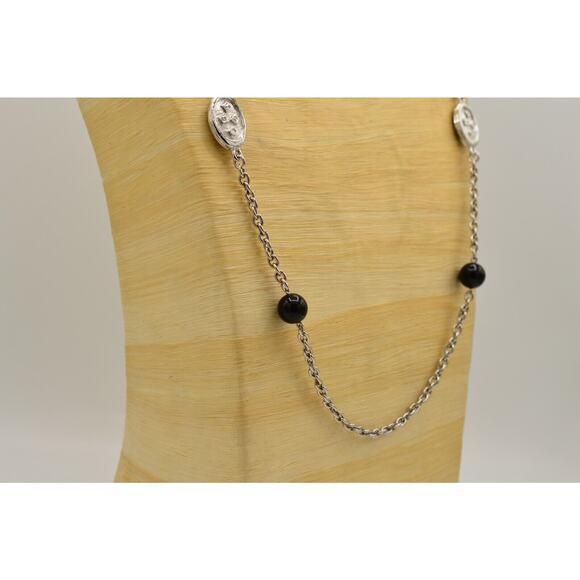 Givenchy Vintage Logo Necklace Reversible Black Bead Chain Runway Signed Bin1D - Picture 9 of 12